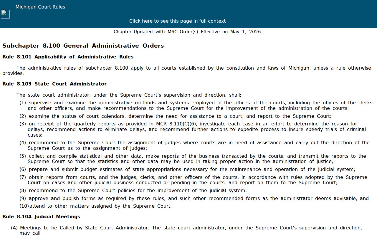 Lapeer County civil docket public access under Michigan court rules