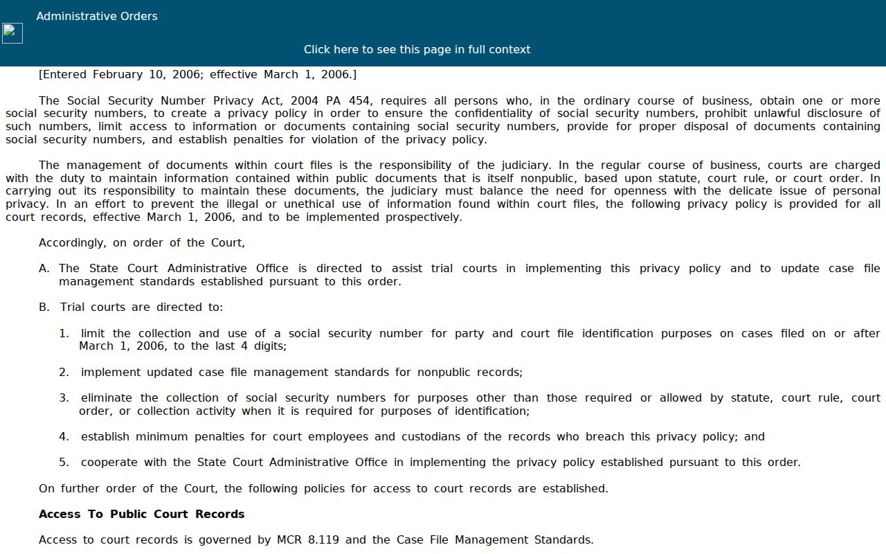 Lapeer County civil docket privacy and family record access framework
