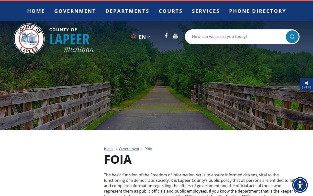 Lapeer County court records and FOIA information interface