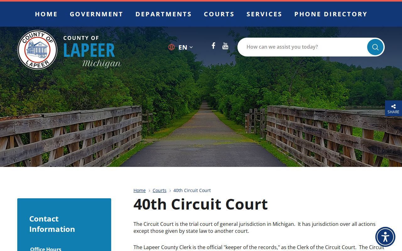 Lapeer County criminal docket felony file at 40th Circuit Court