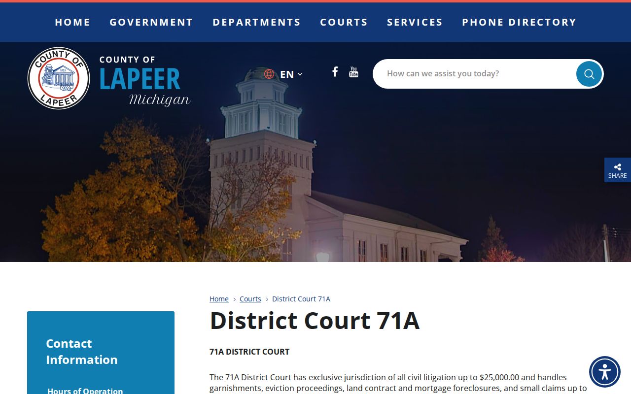 Lapeer County criminal docket path at 71A District Court