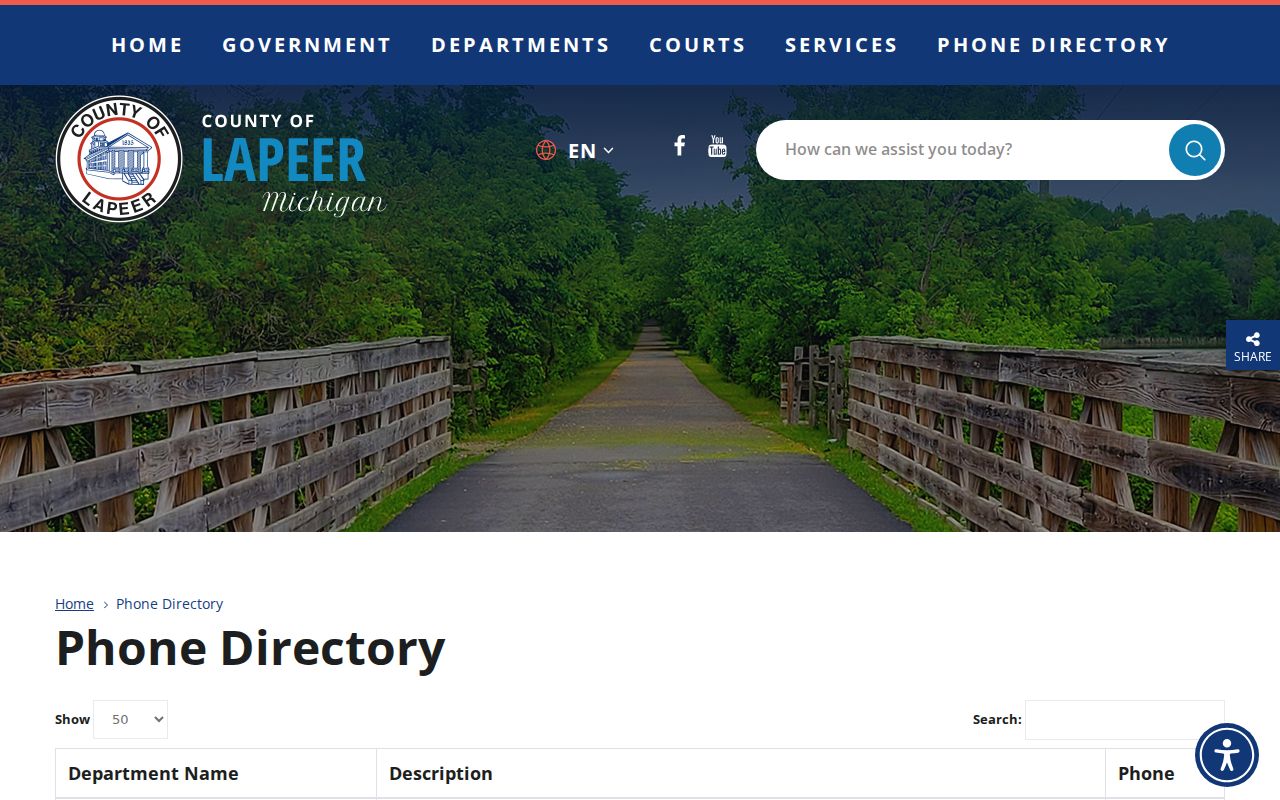 Lapeer County court docket phone directory