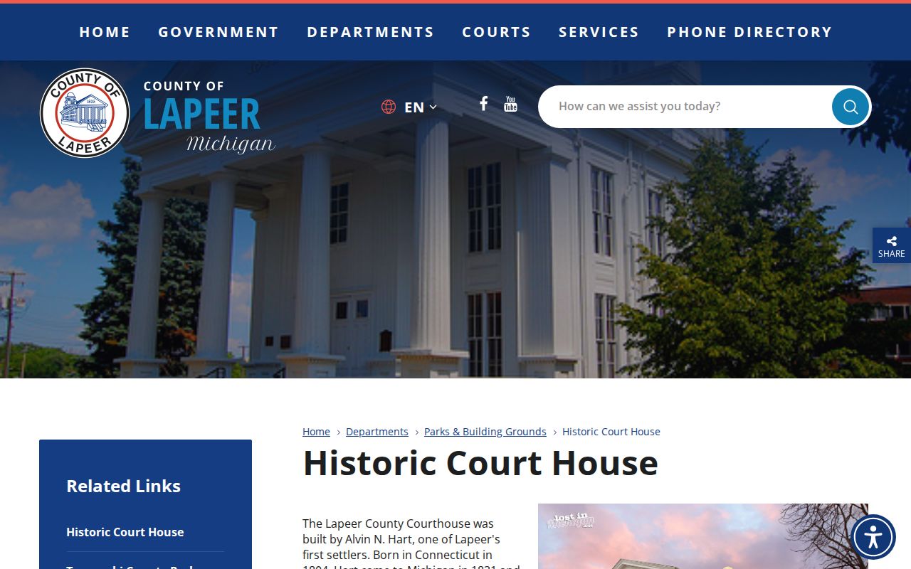 Lapeer County court docket historic courthouse